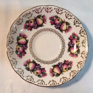 Colclough Saucer (no teacup) White w/Fruit Gold gilding Bone china England